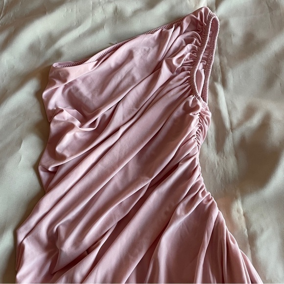 Norma Kamali - Baby Pink Blush One Shoulder Mini Dress Diana Gown Size S/36 - Picture 6 of 8